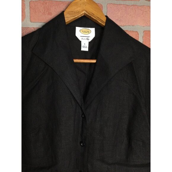 Talbots Womens Irish Linen Button Front Jacket Collared Long Sleeve Black Size 6 - Picture 2 of 5